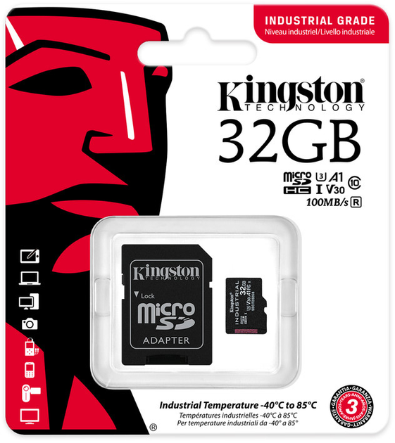 Kingston microSDHC 32 GB Industrial Class 10 UHS-I V30 A1 + SD-адаптер (SDCIT2 / 32 GB) - зображення 3
