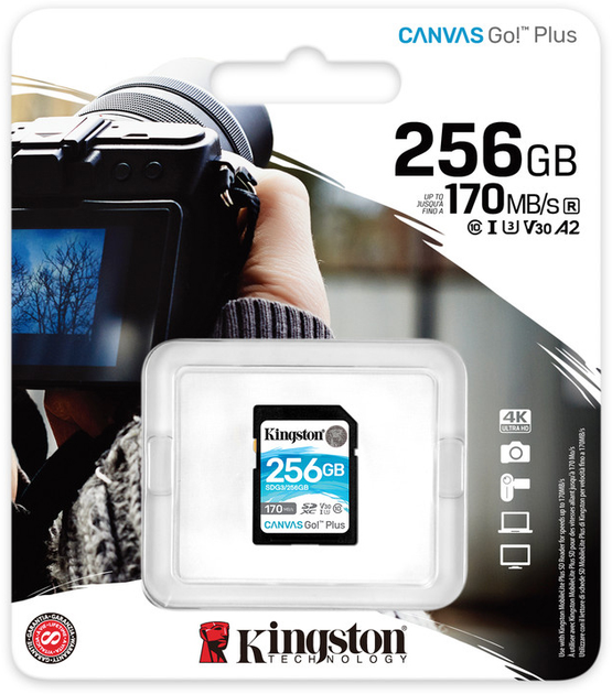 Kingston SDXC 256GB Canvas Go! Plus Class 10 UHS-I U3 V30 (SDG3/256GB) - зображення 4