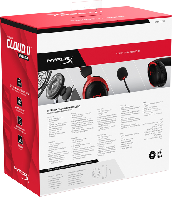 Навушники HyperX Cloud II Wireless Black-Red (HHSC2X-BA-RD/G / 4P5K4AA) - зображення 12