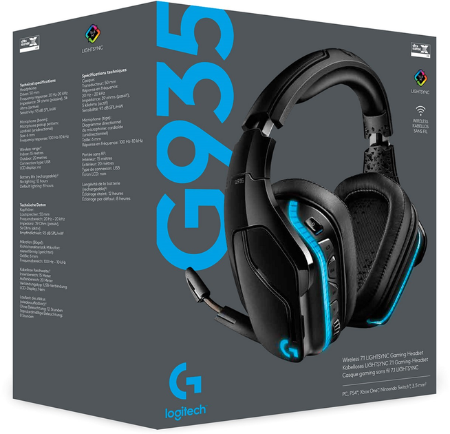 Słuchawki Logitech Wireless Gaming Headset G935 Black (981-000744) - obraz 3