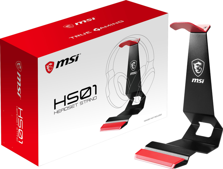 Stojak na słuchawki MSI HS01 Czarno-Czerwony - obraz 4