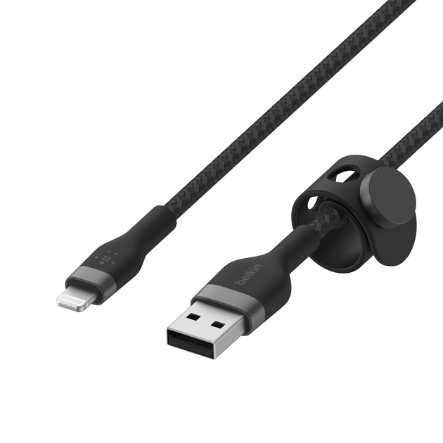 Kabel Belkin W OPLECIE SILIKONOWYM USB-A do Lightning 1m Czarny (CAA010bt1MBK) - obraz 3
