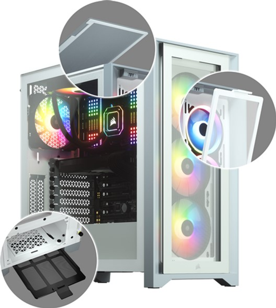 Obudowa Corsair iCUE 4000X RGB Szkło hartowane Białe (CC-9011205-WW) - obraz 10