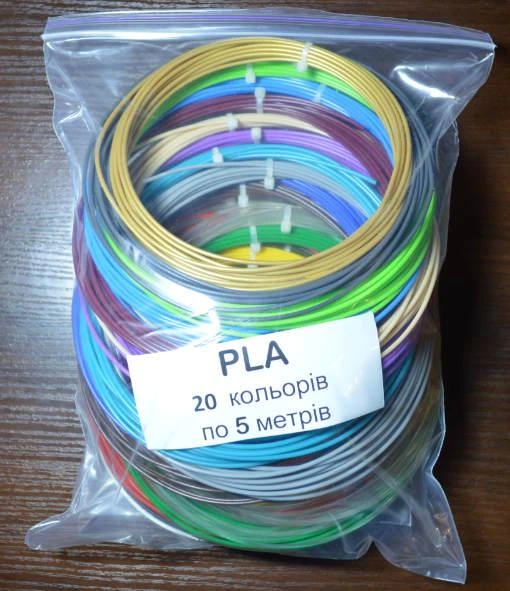 Набір PLA пластику 20 кольорів по 5 метрів для 3D ручок - зображення 3