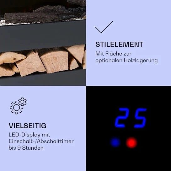 Електрокамін Klarstein Studio Light & Fire 3 Smart WiFi Fireplace Сірий - изображение 4