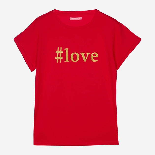 T-shirt damski luźny KOLORLI Love One Size Czerwony (5903738175017) - obraz 7