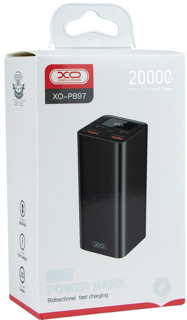 УМБ XO PB97 20000mAh 65W Fast Charging Black (1283126566141) - зображення 4