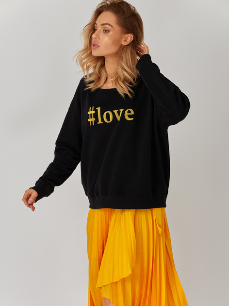 Bluza damska bez kaptura KOLORLI Love 38 Czarna (5903738175413) - obraz 1