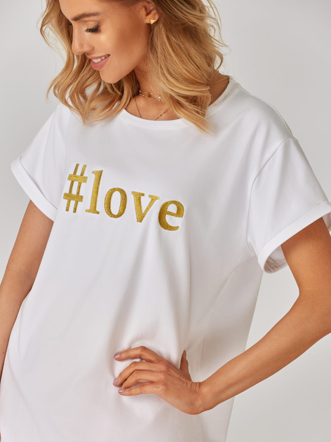 Футболка бавовняна жіноча KOLORLI Love One Size Біла (5903738175000) - зображення 6