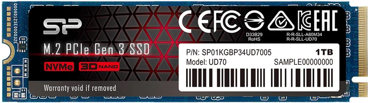 Dysk SSD Silicon Power UD70 1TB M.2 2280 PCIe 3.0 x4 3D QLC NAND (SP01KGBP34UD7005) - Zdjęcie 1 Dysk SSD Silicon Power UD70 1TB M.2 2280 PCIe 3.0 x4 3D QLC NAND (SP01KGBP34UD7005) - obraz 1