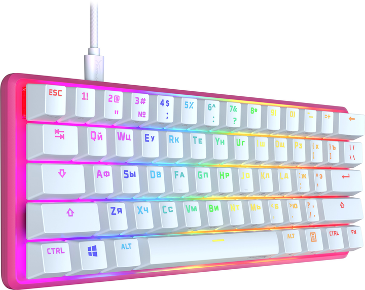 Klawiatura przewodowa HyperX Alloy Origins 60 HX Red USB Pink (572Y6AA) - obraz 2
