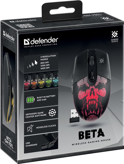 Mysz komputerowa Defender Beta GM-707L Bezprzewodowa dioda LED, czarna (52707) - obraz 5