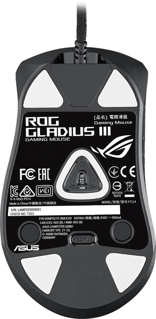 Mysz komputerowa Asus ROG Gladius III USB Czarna (90MP0270-BMUA00) - obraz 3