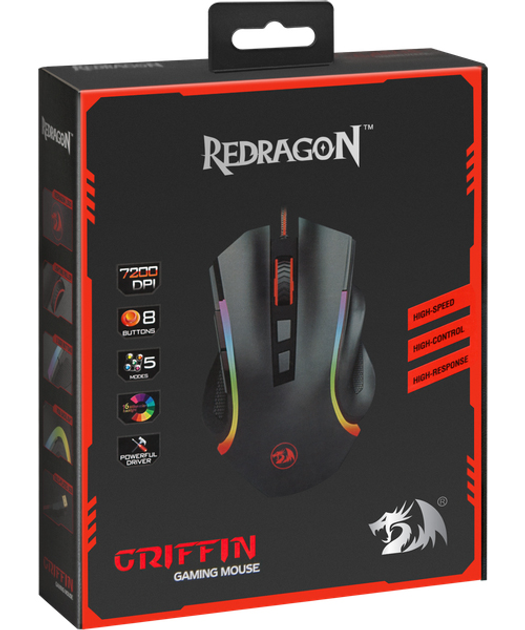 Mysz komputerowa Redragon Griffin USB Czarna (RED-M607) - obraz 9