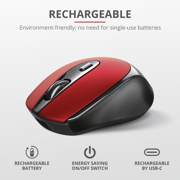 Миша Trust Zaya Rechargeable Wireless Black/Red (24019) - зображення 10