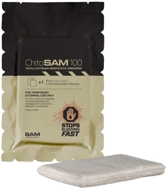Кровоостанавливающая повязка Sam Medical Chito SAM 100 7.6 см х 1.22 м (CT100-B-EN) - изображение 1
