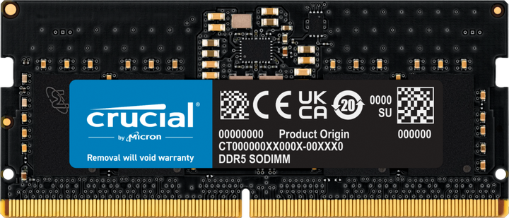Оперативна пам'ять Crucial SODIMM DDR5-4800 8192MB PC5-38400 (CT8G48C40S5) - зображення 1