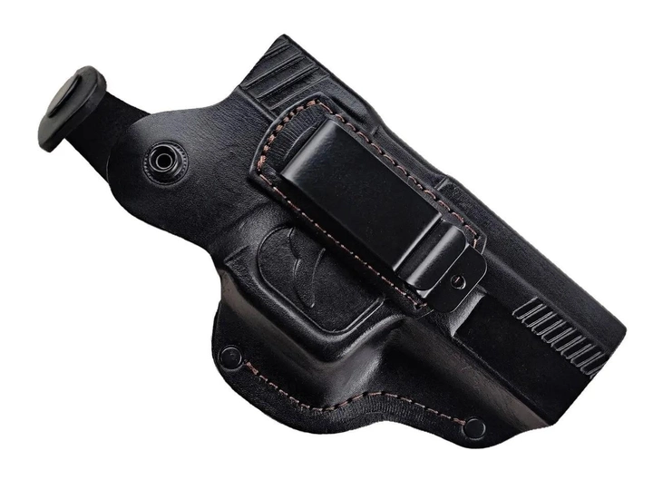 Кобура поясная Glock 17 формованная с клипсой кожа, чёрная - изображение 1