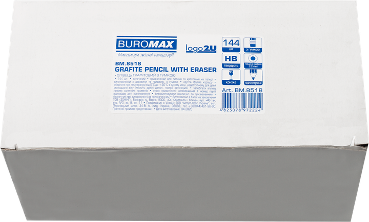 Набор карандашей графитовых Buromax L2U HB с ластиком деревянный корпус 144 шт (BM.8518) - Фото 2 Набор карандашей графитовых Buromax L2U HB с ластиком деревянный корпус 144 шт (BM.8518) - изображение 2