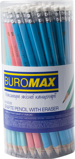 Набор карандашей графитовых Buromax Pastel HB с ластиком ассорти 100 шт (BM.8526) - изображение 2