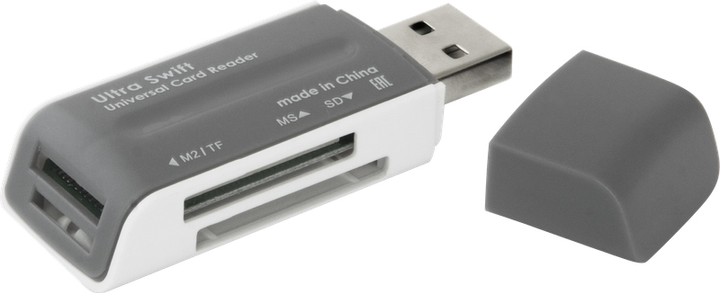Czytnik kart USB Defender Ultra Swift USB 2.0 4USB Black-sir (83260)(83260) - obraz 1