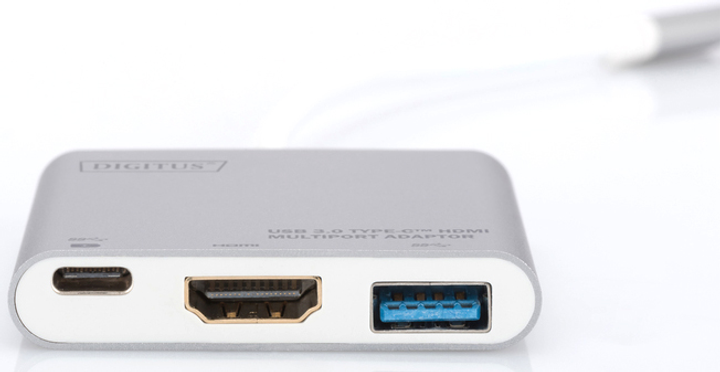 USB-хаб Digitus USB Type-C - HDMI, USB 3.0, USB-C 3 порти Silver (DA-70838-1) - зображення 2