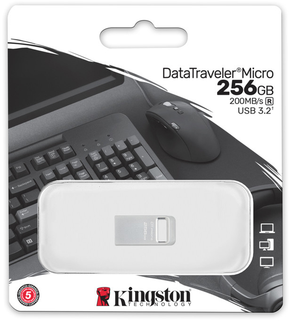 Pamięć flash USB-A Kingston DataTraveler Micro Gen2 256 GB (DTMC3G2/256 GB) - obraz 4