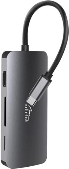 Stacja dokująca Media-Tech Hub Pro 8-w-1 USB 3.1 Type-C - HDMI / USB 3.0x3 / RJ45 / SD (Micro) / PD 100 W (MT5044) - obraz 2