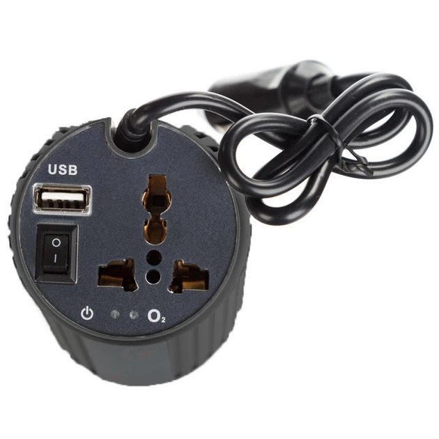 Автомобільний інвертор Porto 12V/220V 150W, USB, ионизатор, Black (MNY-150B) - изображение 3