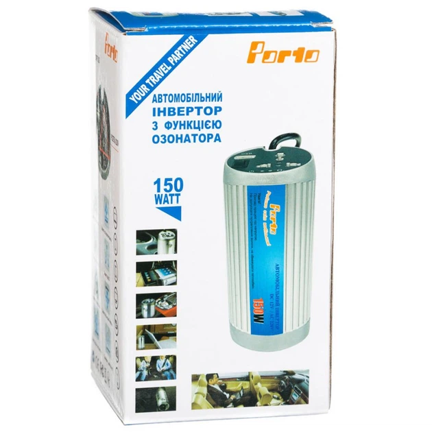 Автомобільний інвертор Porto 12V/220V 150W, USB, ионизатор, Black (MNY-150B) - изображение 4