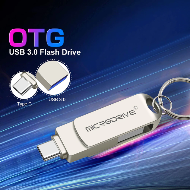 USB Флешка 2в1 64GB Type-C/USB 3.0 для телефона и компьютера MicroDrive Серый - изображение 7