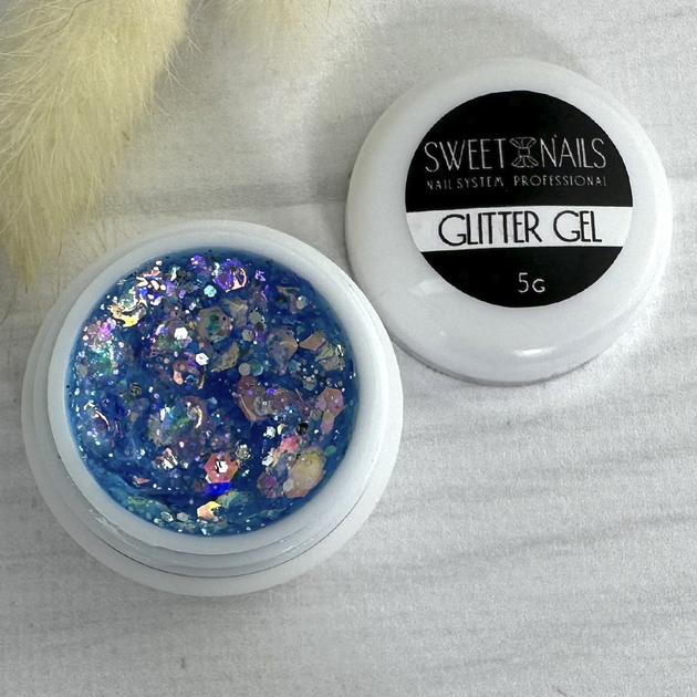 Глиттерный гель для ногтей Sweet Nails Stars №25 (голубой с эффектом ...