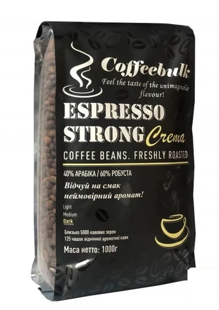 Кофе зерновой (Espresso Strong Crema) ТМ "Coffeebulk" 1000г (94845) - Фото 1 Кофе зерновой (Espresso Strong Crema) ТМ "Coffeebulk" 1000г (94845) - изображение 1