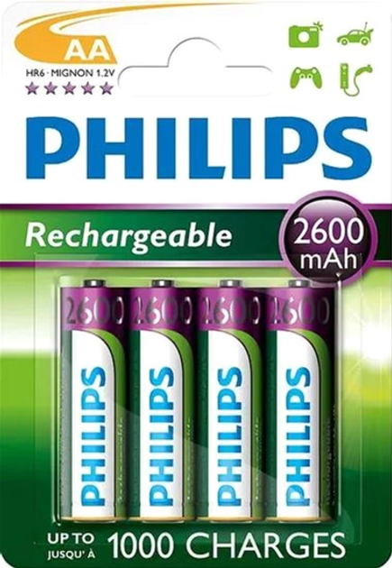 Akumulator Philips Rechargeable Ni-MH AA 2600 mAh 4 szt. (R6B4B260/10) - obraz 1