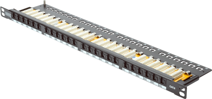 Patch panel Digitus Professional 19" 2U CAT5e 48xRJ45 UTP montaż do szafy serwerowej/racka (DN-91624U-SL-SH) - obraz 1