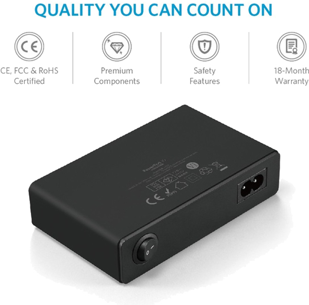 Мережевий зарядний пристрій Anker PowerPort 10 60W 10-port V3 Black (A2133L11) - зображення 4
