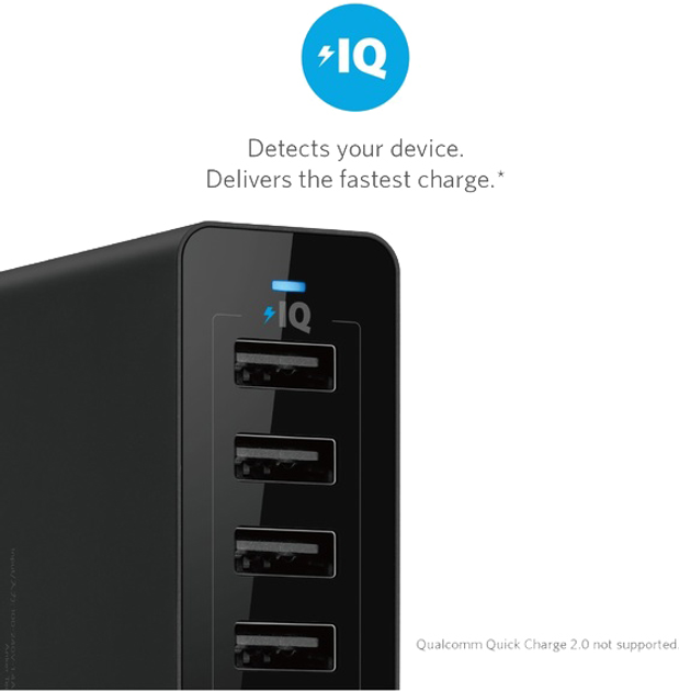 Мережевий зарядний пристрій Anker PowerPort 10 60W 10-port V3 Black (A2133L11) - зображення 5