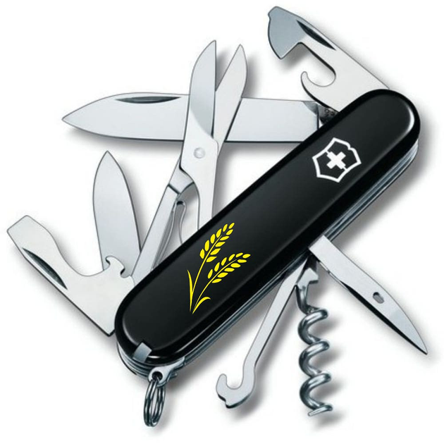 Нож Victorinox Climber Ukraine 91мм Колосья пшеницы желт. (1049-Vx13703.3_T1338u) - изображение 1