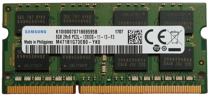 пам'ять Samsung DDR3L SO-DIMM 1600 8Gb 1.35v (M471B1G73EB0-YK0) - изображение 2