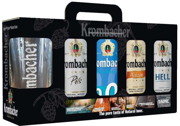 Подарунковий набір пива Krombacher Pils 4.8% 0.5 л x 1 шт + Krombacher ...