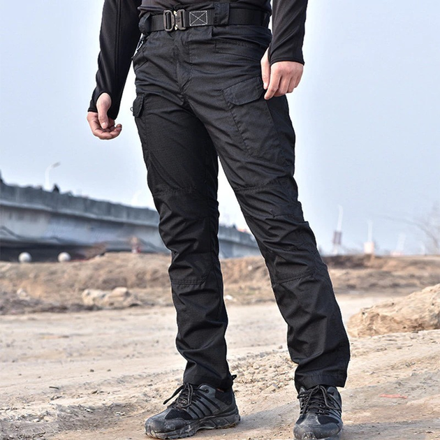 Штаны Карго мужские, тактические Рип-Стоп, военные демисезонные, размер 4ХL, цвет черный Код 69-0037 - изображение 1
