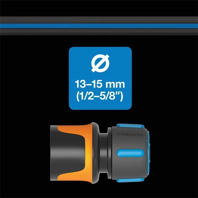 Конектор для шланга Fiskars з механізмом ВКЛ/ВИМК 13-15 мм (1/2-5/8") (1027086) - зображення 3