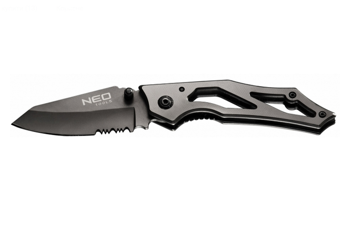 Складной нож с фиксатором и чехлом Neo Tools 63-025 60г Титан - изображение 1