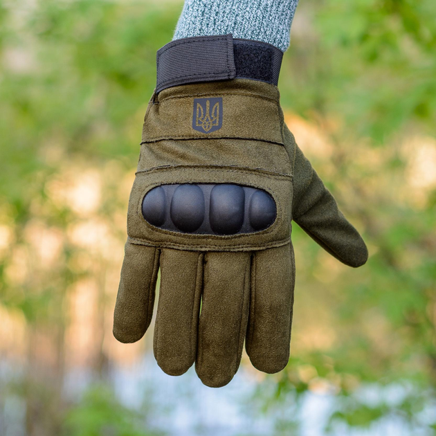 Тактичні рукавички довгопалі (закриті, з пальцями) з гербом какі XXL - зображення 2