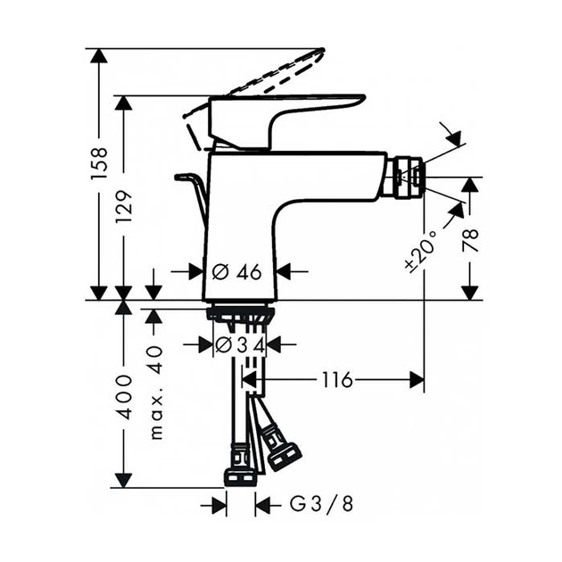 Смеситель для биде Hansgrohe Talis E с донным клапаном, золото (71720990) - изображение 2