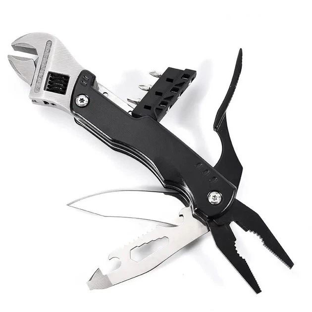 Мультитул Разводной ключ Traveler Black Wrench 10 в 1 с набором бит мультифункциональный инструмент в чехле - изображение 6