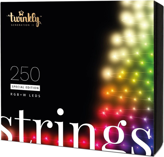 Світлодіодна Smart LED-гірлянда Twinkly Strings RGBW 250, BT + Wi-Fi, Gen II, IP44, кабель чорний (TWS250SPP-BEU) - зображення 1