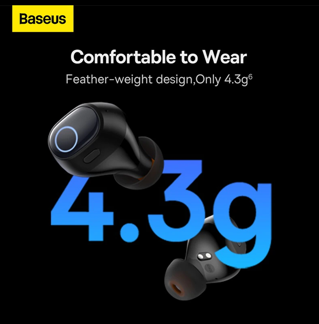 Наушники Baseus Bowie WM03 Беспроводные Bluetooth 5.3 38 часов работы Белые - изображение 4