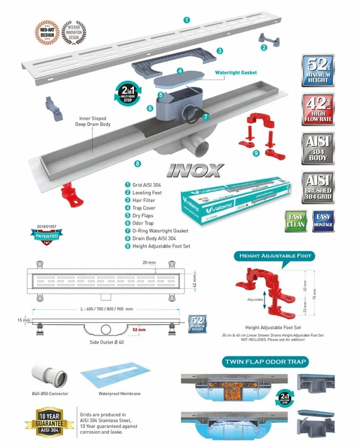 Душовий канал 80 см Aqualine Trendy VLD-601330.55 Valtemo - изображение 2