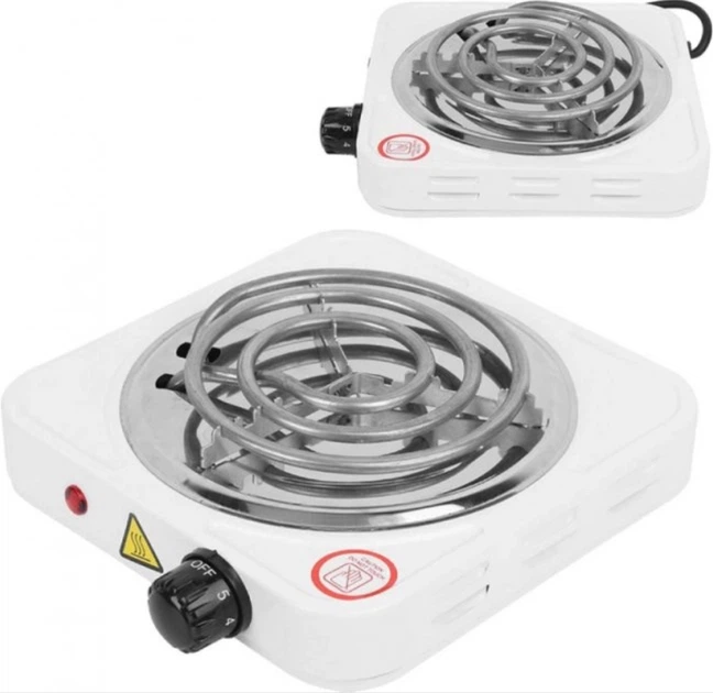 Електрична настільна плита Hot Plate JX-1010B 1000 Вт переносна спіральна варильна панель на 1 конфорку 15.5 см з терморегулятором живлення від мережі Біла - зображення 4